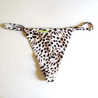 Victoria's Secret Cotton V-String Panty Thong Size M white black Leopard - Image 1 of 4