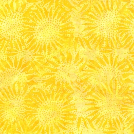 Tela Batik de algodón girasoles amarilla teñida a mano Bali Batiks por yarda D172.39 Foto 1 de 1