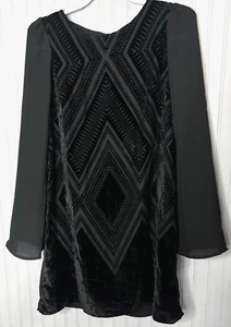 EXPRESS Womens DRESS M Rich Black Velvet Sleek Open Back FORMAL PARTY NEW $88 - Picture 1 of 13