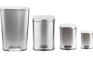 Jolie Max Stainless Steel Pedal Bin Soft Close Waste Bin 5L 12L 30L 50L Kitchen - Picture 1 of 45