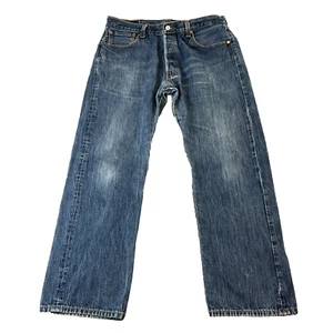 Levi's 501 Jeans Mens 34 30 * Whiskering Red Tab Button Faded Cotton Regular Fit - Picture 1 of 13