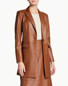 NUEVO CON ETIQUETAS $998 Chaqueta Abrigo de Lujo Kobi Halperin CARA XL Marrón Cuero de Cordero Genuino - Imagen 1 de 14