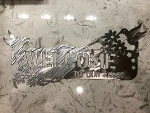 Plasma Cut Art Home Decor Metal Wall Art Welcome To Our Home 10"x24" Great Gift - Picture 1 of 1