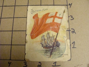 vintage paper -- COLONIAL FLAG -- new england ships 1686 -- WORN CARD/PAPER - Picture 1 of 2