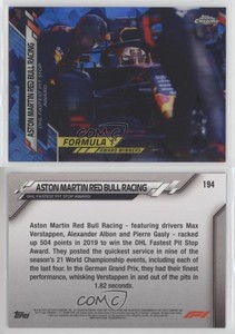 2020 Chrome Sapphire Edition Formula 1 Aston Martin Red Bull Racing Rookie RC