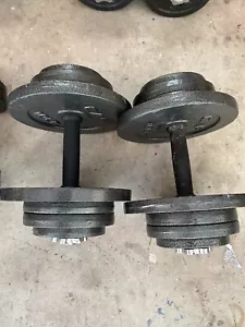 Pair of 50lb iron adjustable dumbbells. 100lb in total - Picture 1 of 1