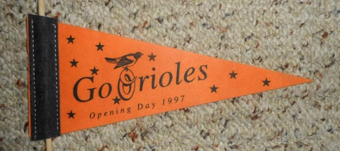 1997 Baltimore Orioles Opening Day "Go Orioles" Stadium Giveaway Pennant REDUCED Cover