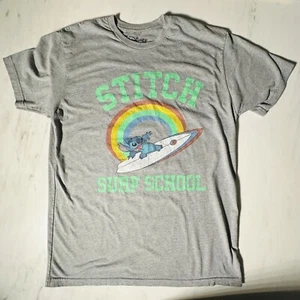 T-shirt Disney Stitch scuola surf grigia - uomo taglia large - arcobaleno - rara - Foto 1 di 3
