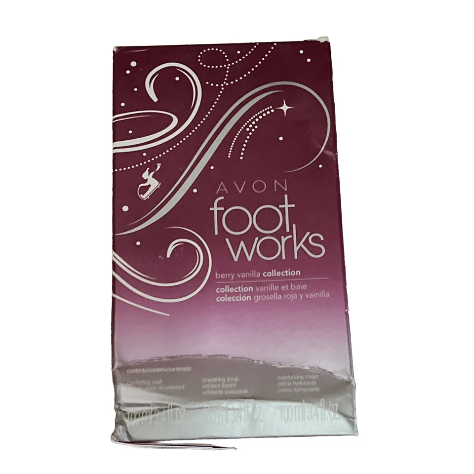 Juego de remojo, exfoliante, crema y calcetines Avon Footworks Berry Vanilla Collection 3,4 OZ Ea Foto 1 de 1
