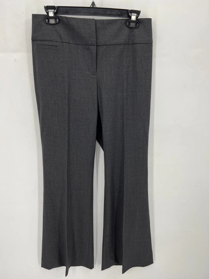 Pantalones Classiques Entier para mujer 8 gris cintura ancha pierna acampanada oscuro Academia Foto 1 de 4