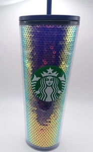 Vaso de copa fría Starbucks Iridiscent Sequin Holiday 2020 púrpura y plata 24 oz - Imagen 1 de 5