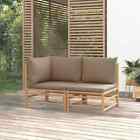 Vidaxl 2 Piece Garden Lounge Set With Taupe Cushions Bamboo Ags