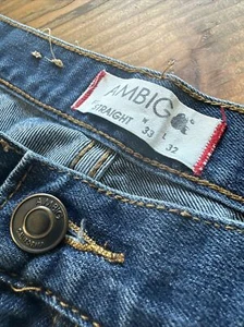 AMBIG Jeans Straight Dark Wash Blue Relaxed Size 33x32 Denim Jeans - Picture 1 of 11