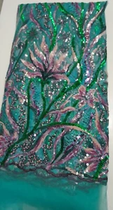 Multi Color Sequins Lace Fabric For All Occasions - Picture 1 of 6