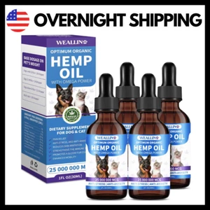 4pcs Hemp Oil for Dogs Cats Anxiety, Pain,Stress Calming Drops 100% Organic 30ML - Picture 1 of 8
