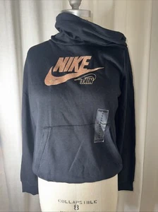 NIKE - Black Sweatshirt w/ Rose Gold and Inverted Gold Logo - Hoodie - Picture 1 of 7