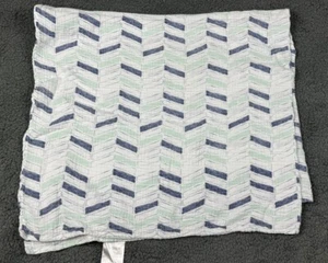 Aden Anais White Blue Chevron Swaddle Blanket Mint Teal Cotton Muslin Security - Picture 1 of 5