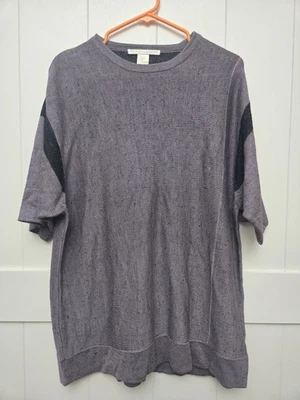 Perry Ellis, Baggy Short Sleeve Sweater, Mauve/purple, Silk/linen Blend, XL - Image 1 of 4
