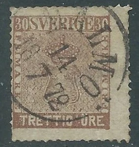 1858 SVEZIA USATO STEMMA 30 ORE - US6-9 - Foto 1 di 1