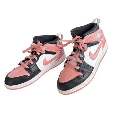 Nike Air Jordan 1 sneakers medie alte rosa nere bambini taglia 3 giovani Preloved