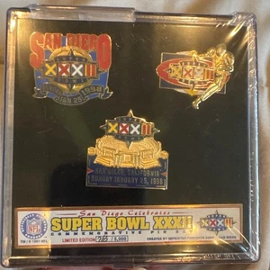Super Bowl XXXII Commemorative Pin Set 763/5000 - Picture 1 of 5