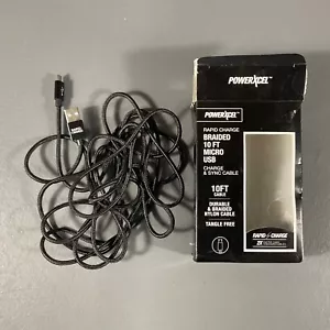 PowerXcel Rapid Charge Braided 10 Ft. Micro USB Charge & Sync Cable Black - READ - Picture 1 of 24