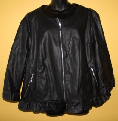 Chaqueta corta con volantes Roz & Ali Woman 3x negra plisada con cremallera Foto 1 de 4