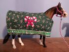 Peter Stone/Breyer Model Horses Green Candy Cane Blanket W/ Snowman Ribbon