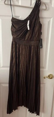 VESTIDO MIDI PLISADO UN HOMBRO DALIA MERCADO NEGRO CASA BLANCA NUEVO CON ETIQUETAS Talla 6 Foto 1 de 4