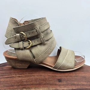 Miz Mooz Cyrus Sandals Women 39 / 8.5 Green Brown Leather Boho Buckle Distressed - Picture 1 of 12