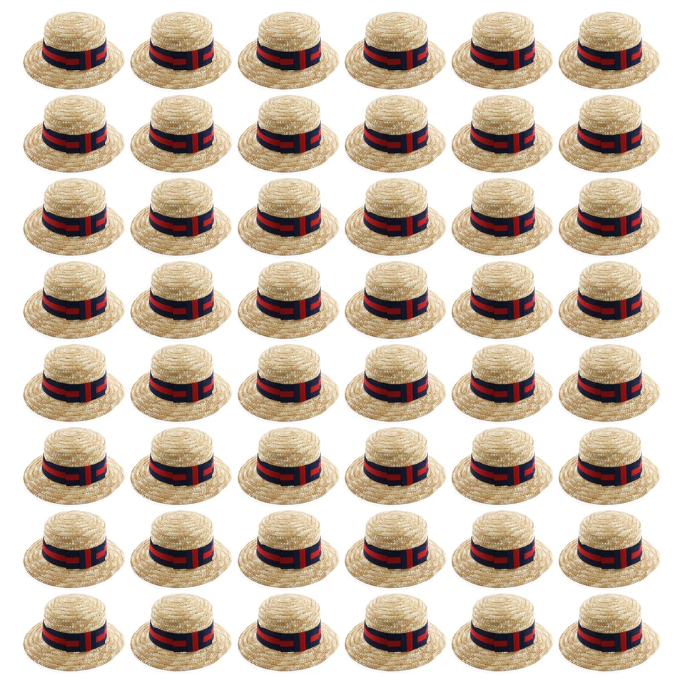 48 X CHAPÉU DE PALHA DE LUXO BARCO MARINHEIRO VERÃO FESTA VESTIDO FANTASIA ATACADO A GRANEL - Imagem 1 de 4