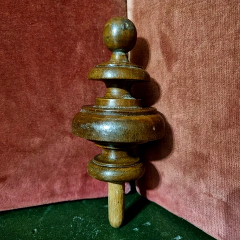Victorian wood turned newel post finial Antique french architectural salvage 4.4 Cover