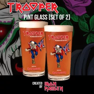 IRON MAIDEN TROOPER BEER GLASS (set of 2) - Picture 1 of 1