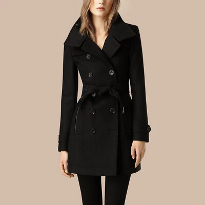 Gabardina negra nueva con etiquetas Burberry Brit para mujer Daylesmoore a cuadros de doble botonadura Foto 1 de 4