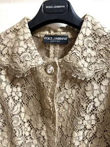 DOLCE & GABBANA Mocha FLORAL LACE COAT DRESS 40 IT / 10 - 12 UK - Picture 1 of 15