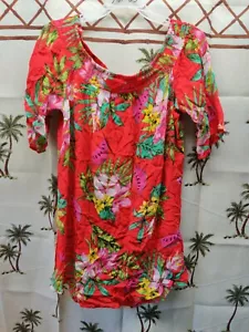 Peacocks Women Blouse Shirt Flowers and Watermelon Size M OFF THE SHOWLDER NECK - Picture 1 of 11