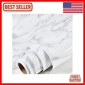 Elegant Marble Effect Peel and Stick Wallpaper 17.71" x 393.7" - Gray/White - Picture 1 of 10