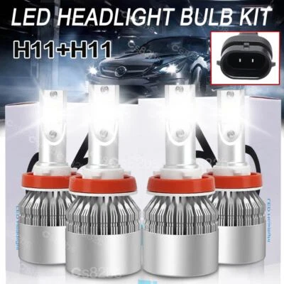 4X Kits de bombillas antiniebla de haz alto bajo LED H11+H11 6000K 100W 20000LM Foto 1 de 4