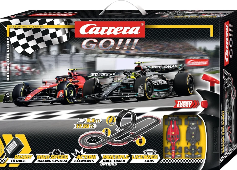 Carrera Go Racing for Glory F-1 Ferrari and Mercedes AMG 1 43 Slot Car Set