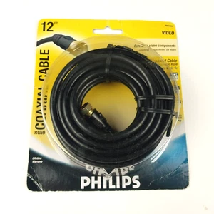 Philips Black 12-Feet Coaxial Cable Connector For Components RG59 Model PH61204 - Picture 1 of 3