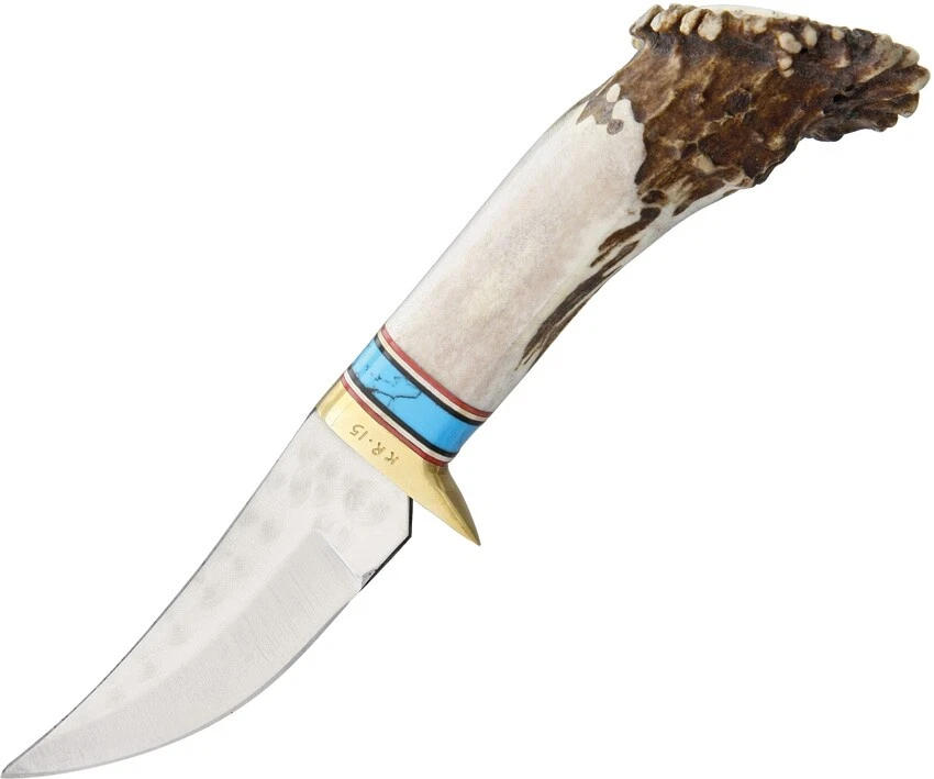 Ken Richardson Knives KRK1403T SM Hunter Fixed Knife Teal 3 Blade/antler Handle