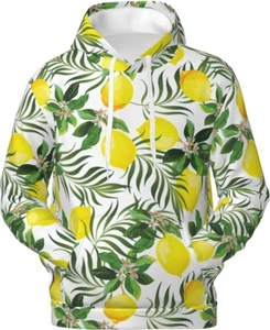 Lemon Pattern Hoodies - Colorful Fruit Print, Casual Unisex Pullover Sweatshirt - Picture 1 of 14