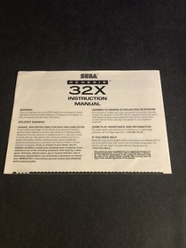 Sega 32 X System Instruction manual Insert