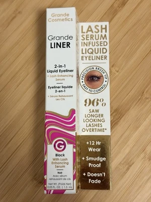 Grande Cosmetics Grande Liner Negro 2 en 1 Líquido Delineador de Ojos Suero Mejorador de Pestañas Foto 1 de 3