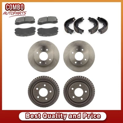 Front Brake Rotors Brake Pads Rear Drum Shoes for 2002-2007 Mitsubishi Lancer - Image 1 of 4