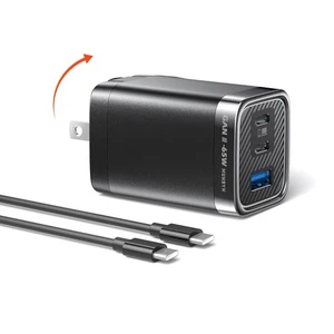 NexGo™ 65W GaN III USB C Ladeblock, Kompaktes 3-Port Schnellladegerät für MacBo... - Bild 1 von 8