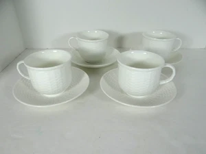 Wedgwood Nantucket Tassen Untertassen 4er Set weiß Basketweave England - Bild 1 von 9