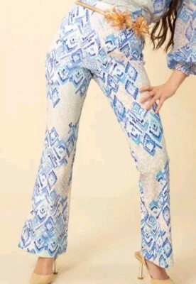 Pantalones de mezclilla acampanados elásticos de lona azul mod retro Hale Bob Parker para mujer talla M Foto 1 de 4