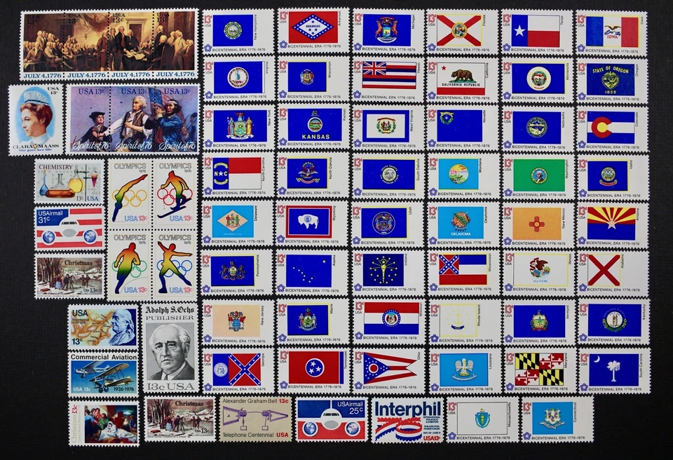 1976 U.S. Commemorative Year Set, 73 stamps with 50 Flags and Airmails Mint NH - Image 1 of 1