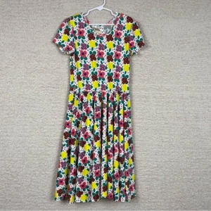Dot Dot Smile Dress Girls 8/10 Multi Floral Shor Sleeve Twirl - Picture 1 of 7